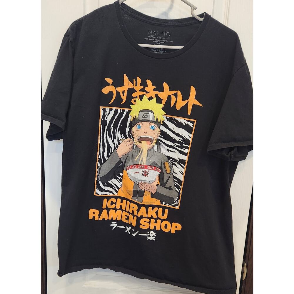 Naruto Mens T-Shirt Size XL‎ (46/48) Black Graphic Print Ichiraku Ramen Shop